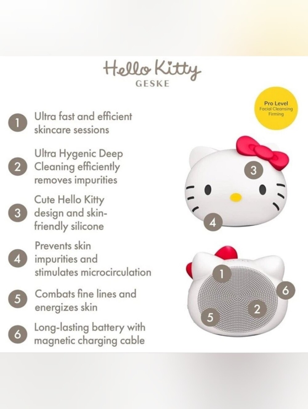 Hello Kitty x GESKE Smart App Guided 4 In 1 Sonic Facial Brush - Picture 2 of 13